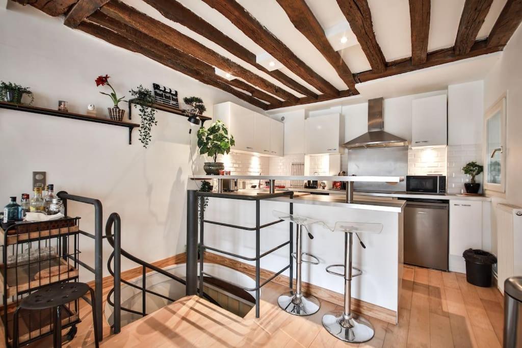Typical Parisian Duplex#4Pers#Le Marais Lejlighed Eksteriør billede